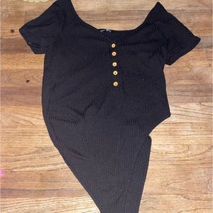 Black button up body suit